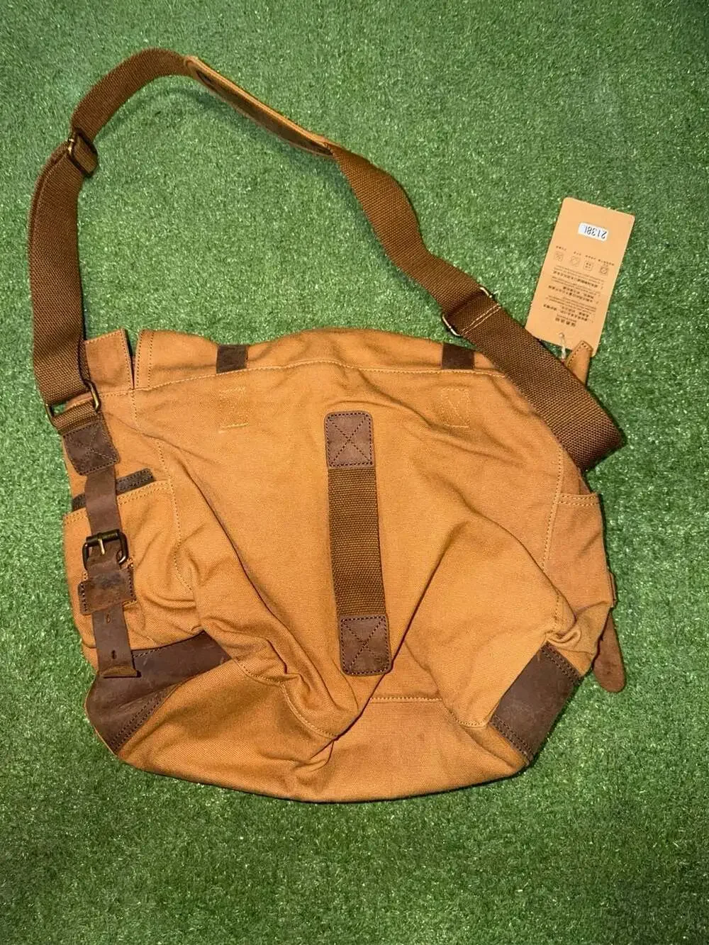 Muchuan Canvas and Leather Messenger Bag Brown